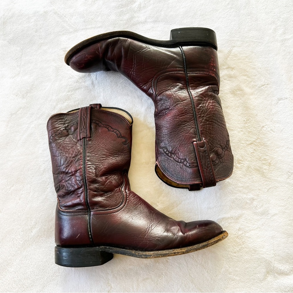 Lucchese Men’s Black Cherry Lonestar Calfskin Roper Cowboy Boots - Picture 3 of 14